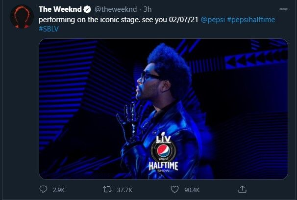 The Weeknd SuperBowl Tweet